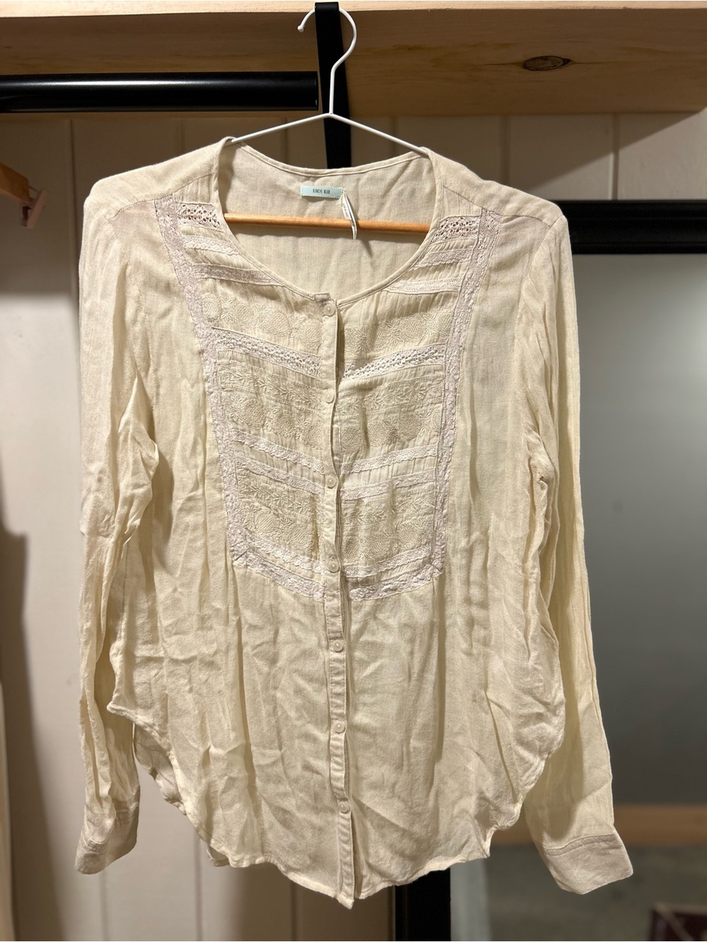 Kimchi Blue Cream Wool-Blend Top with embroidery